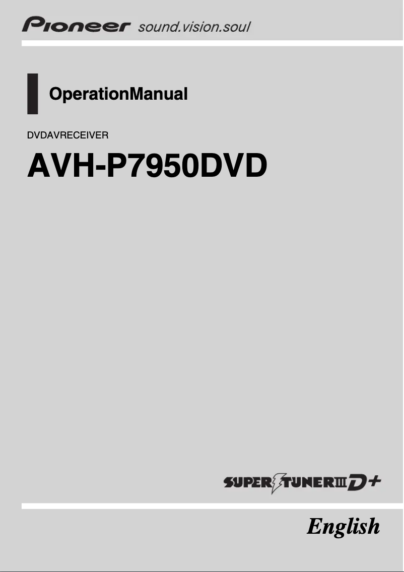 Page n°1 - Manuel utilisateur Pioneer AVH-P7950DVD