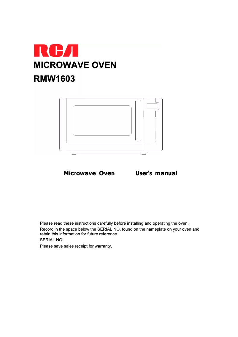 Page n°1 - Manuel utilisateur RCA RMW1603
