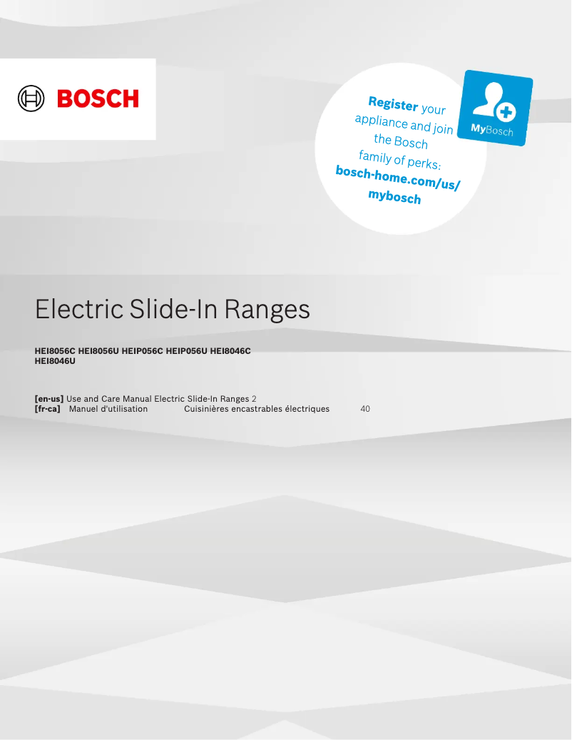 Page 1 de la notice Manuel utilisateur Bosch HEI8056U