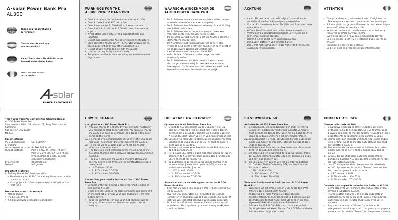 Page n°1 - Manuel utilisateur Xtorm AL300