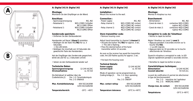 Image de la première page du manuel de l'appareil Digital 342