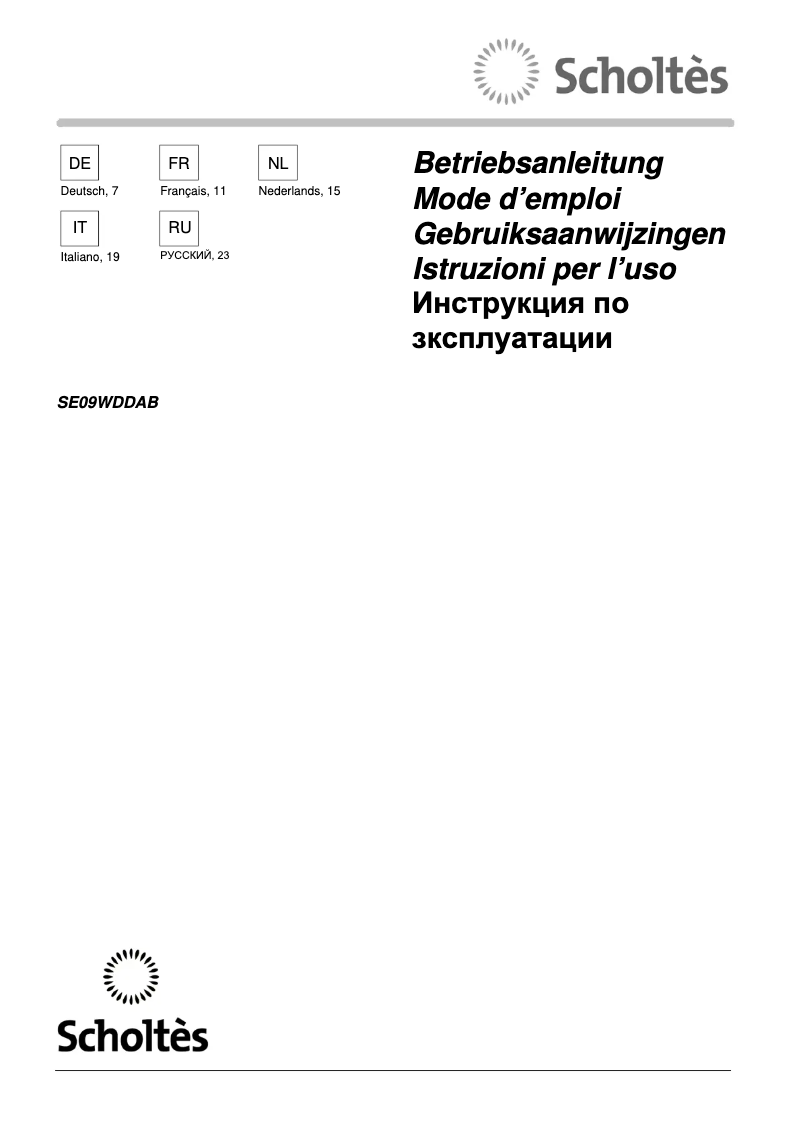 Image de la première page du manuel de l'appareil SE09WDDAB