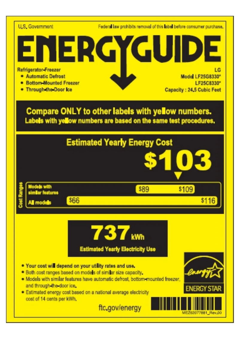 Page 1 of the manual Energy Label LG LF25G8330S