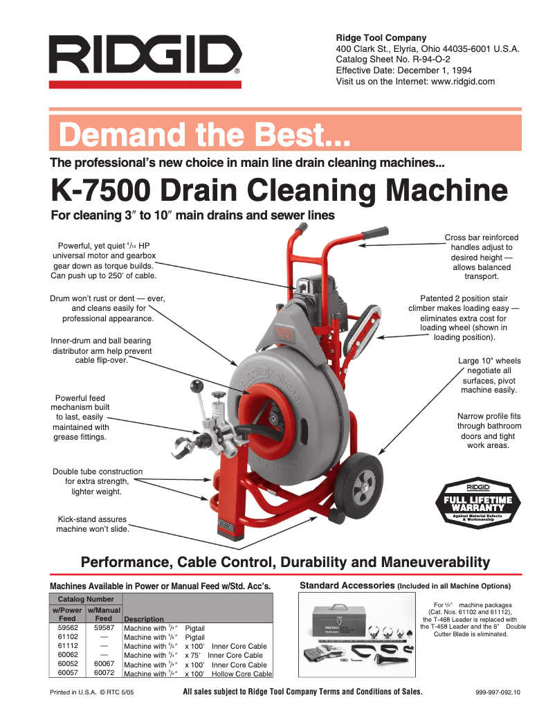 Page n°1 - Catalogue Ridgid K-7500