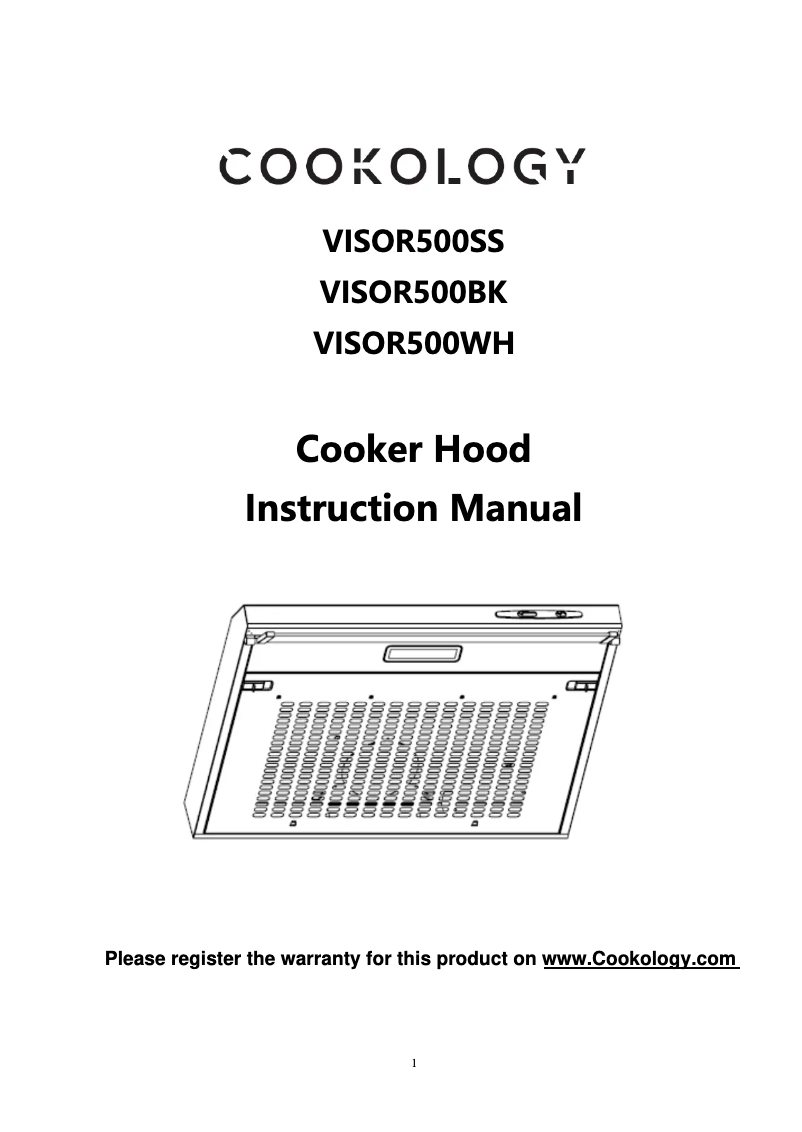 Page 1 de la notice Manuel utilisateur Cookology VISOR500SS