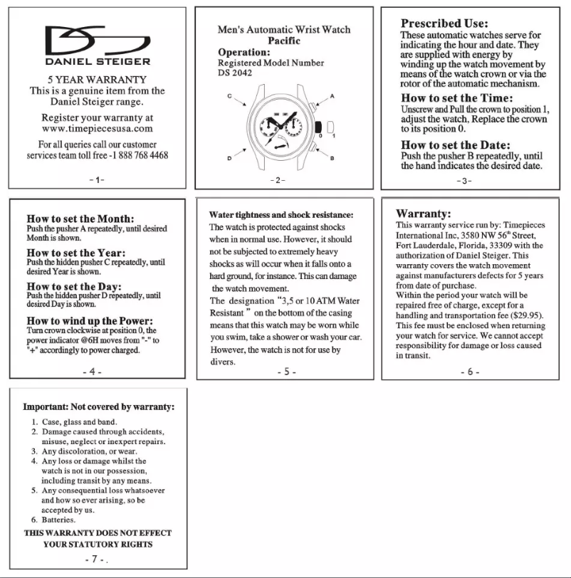 Image de la première page du manuel de l'appareil Pacific