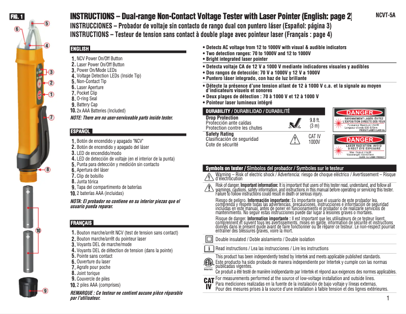 Image de la première page du manuel de l'appareil NCVT-5A