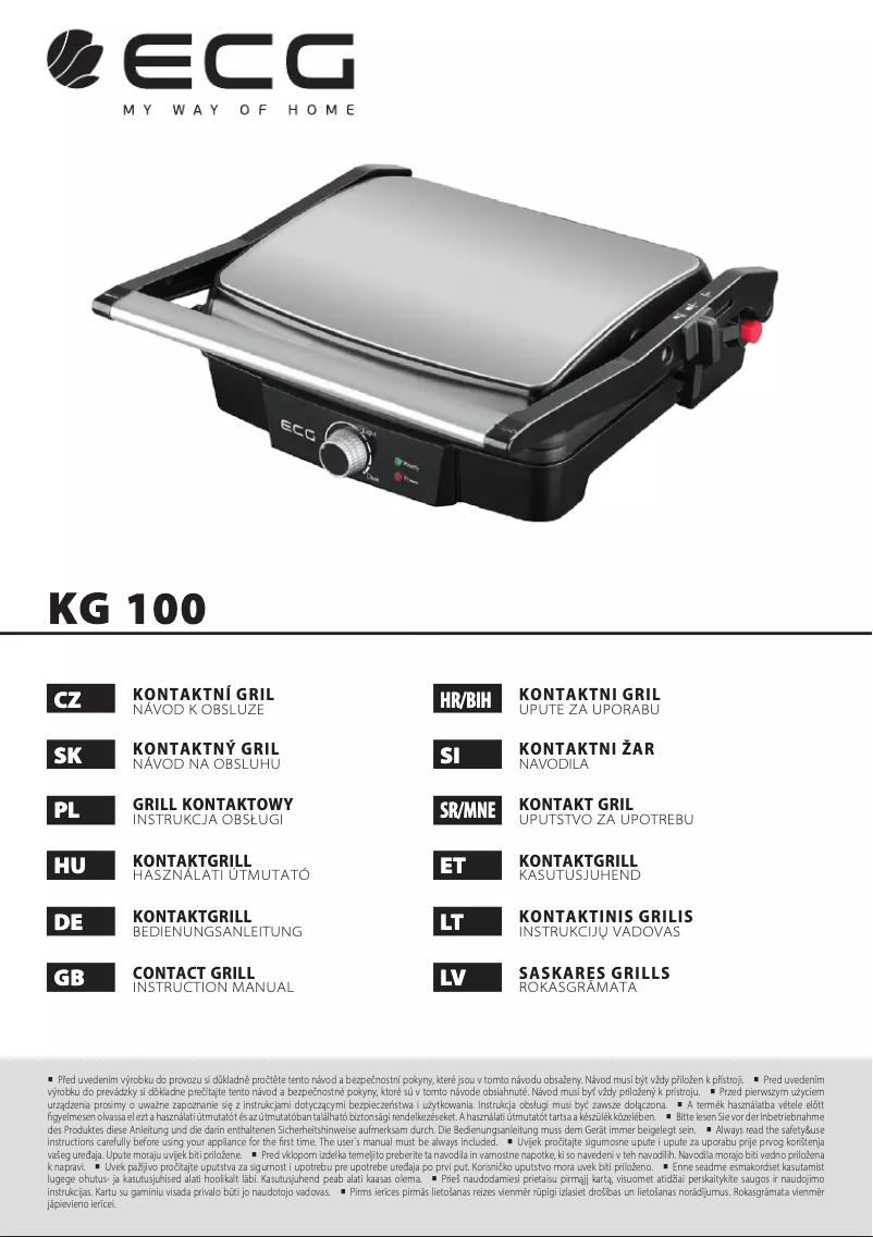 Page 1 of the manual User Manual ECG KG 100