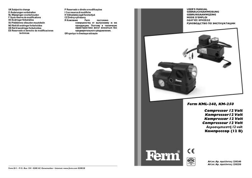 Page 1 de la notice Manuel utilisateur Ferm MCM1002 KM-250