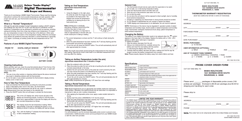 Page 1 de la notice Manuel utilisateur Mabis Jumbo Display