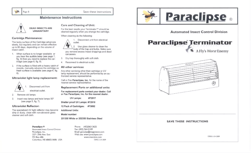Page n°1 - Manuel utilisateur Paraclipse Terminator
