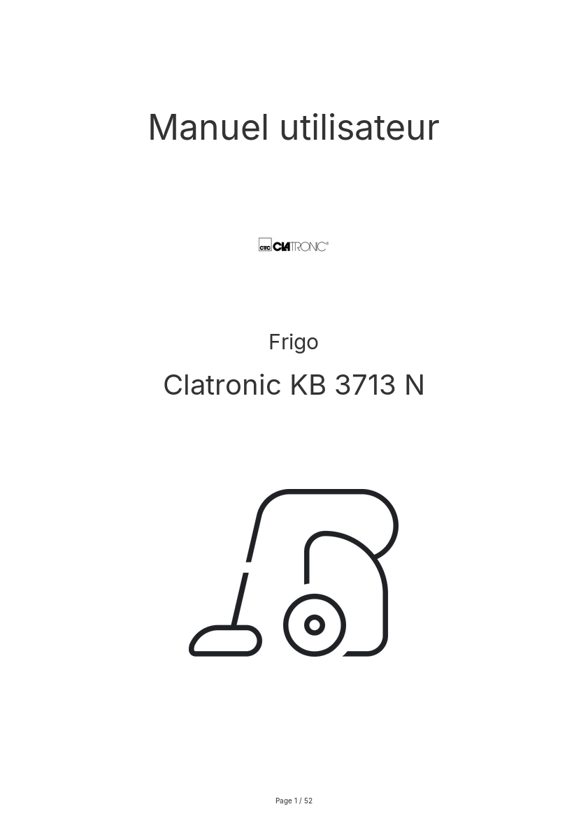 Page n°1 - Manuel utilisateur Clatronic KB 3713 N