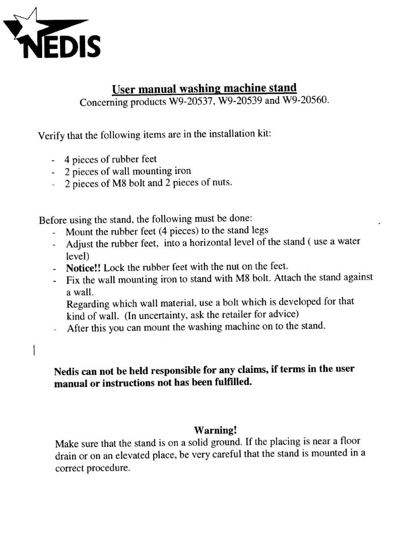 Page 1 de la notice Manuel utilisateur Fixapart W9-20537