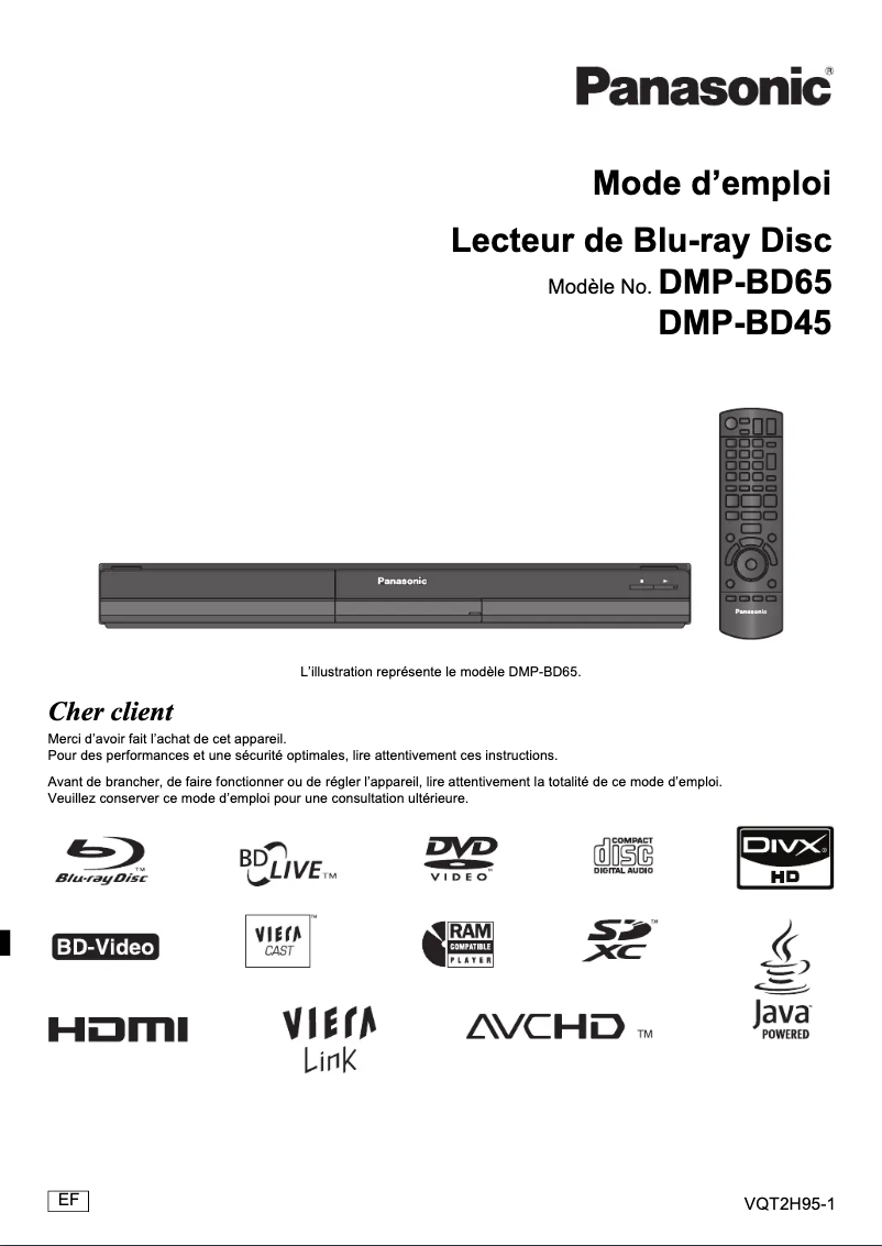 Page 1 of the manual User Manual Panasonic DMP-BD65