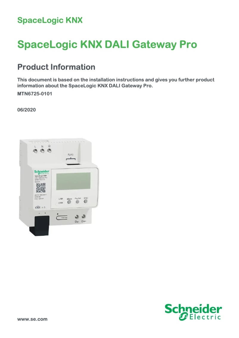 Page 1 de la notice Manuel utilisateur Schneider MTN6725-0101