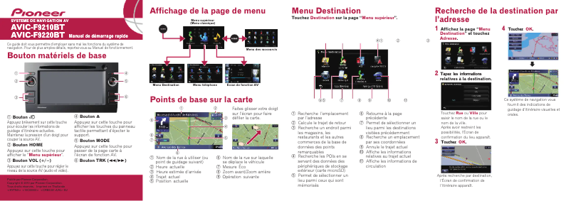 Page 1 de la notice Guide de démarrage rapide Pioneer AVIC-F9210BT