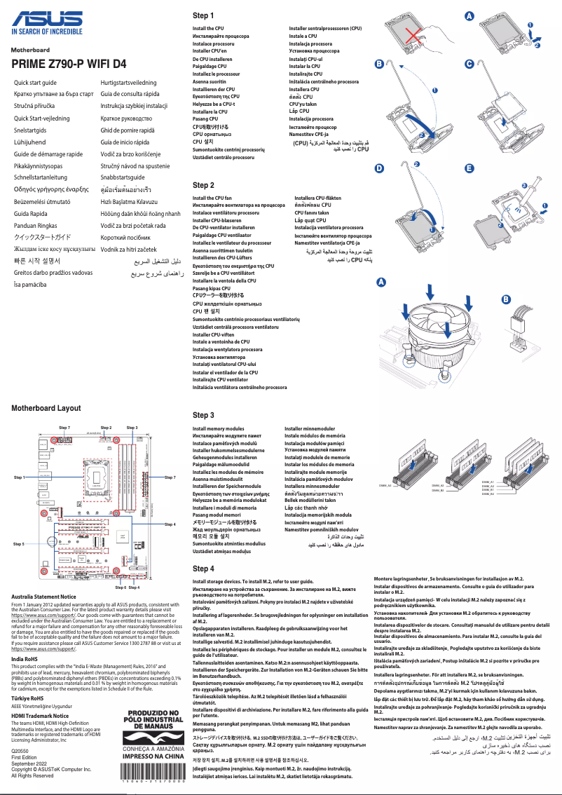 Image de la première page du manuel de l'appareil PRIME Z790-P WIFI D4-CSM