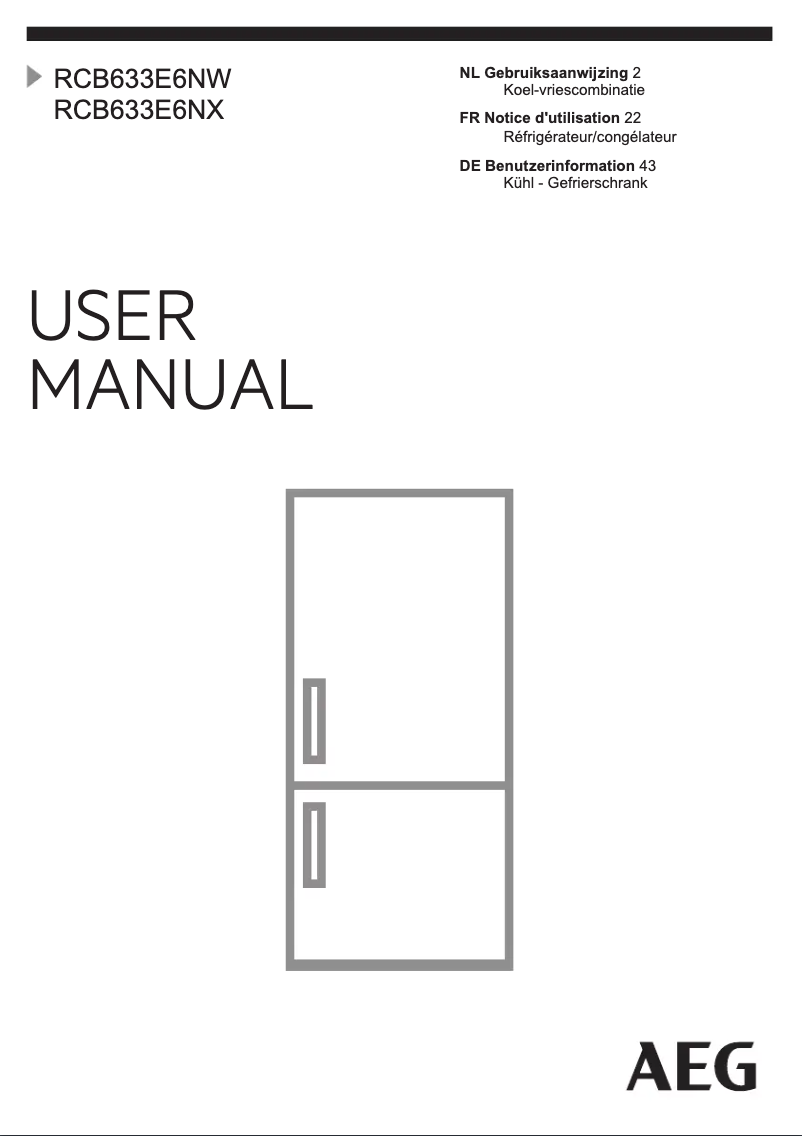 Page 1 de la notice Manuel utilisateur AEG RCB633E6NW