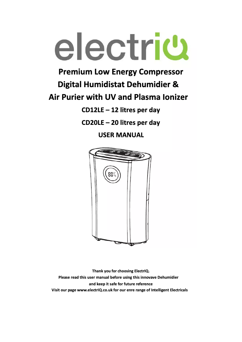 Page n°1 - Manuel utilisateur ElectriQ CD20LEB