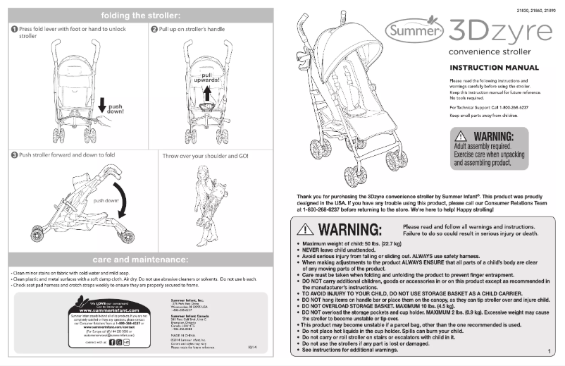 Page 1 de la notice Manuel utilisateur Summer Infant 3D Zyre