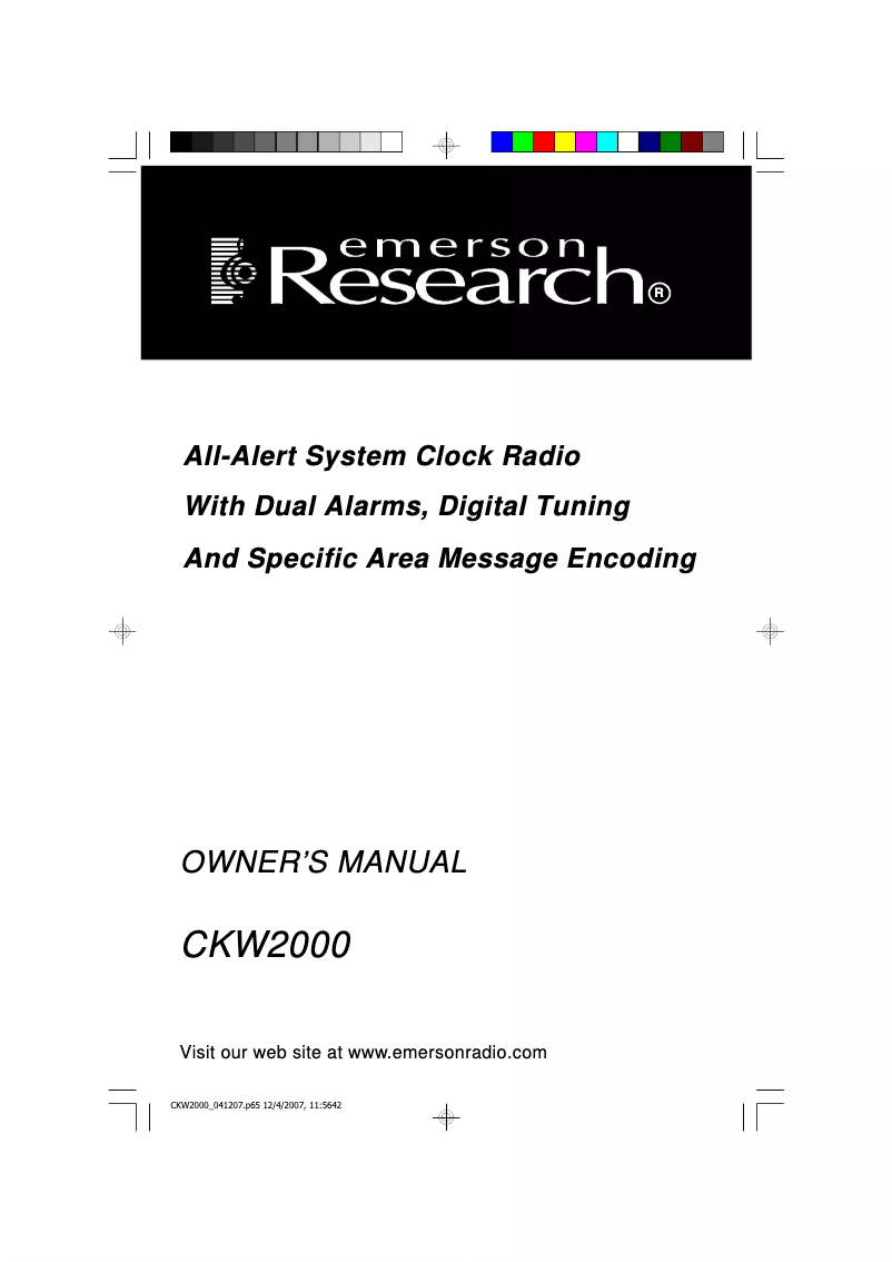 Page 1 de la notice Manuel utilisateur Emerson CKW2000