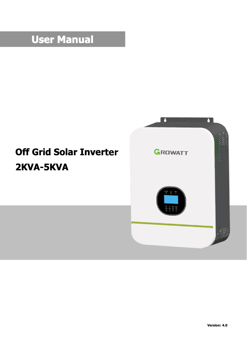 Page 1 de la notice Manuel utilisateur Growatt SPF 3000TL HVM-48