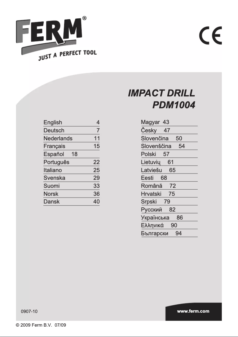 Page 1 de la notice Manuel utilisateur Ferm PDM1004