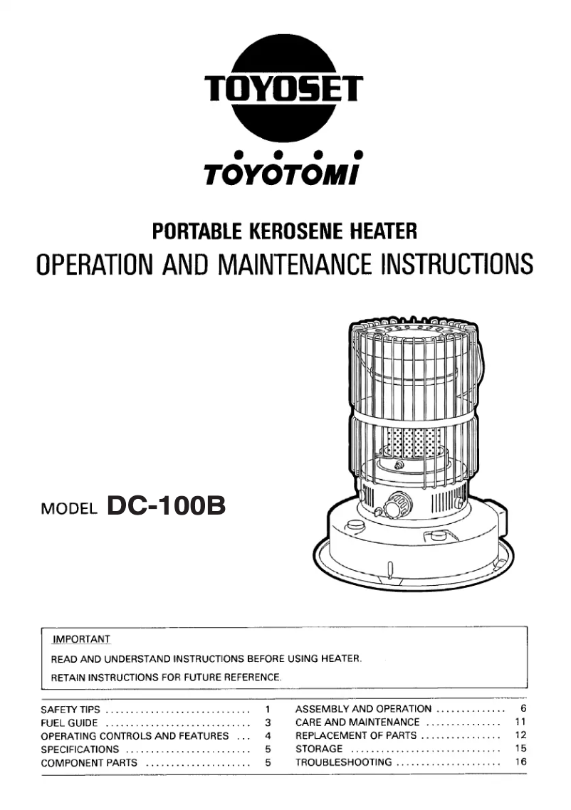 Page n°1 - Manuel utilisateur Toyotomi DC-100B