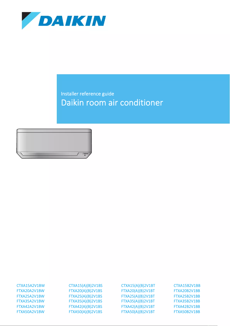 Page 1 de la notice Guide d'installation Daikin FTXA35B2V1BS