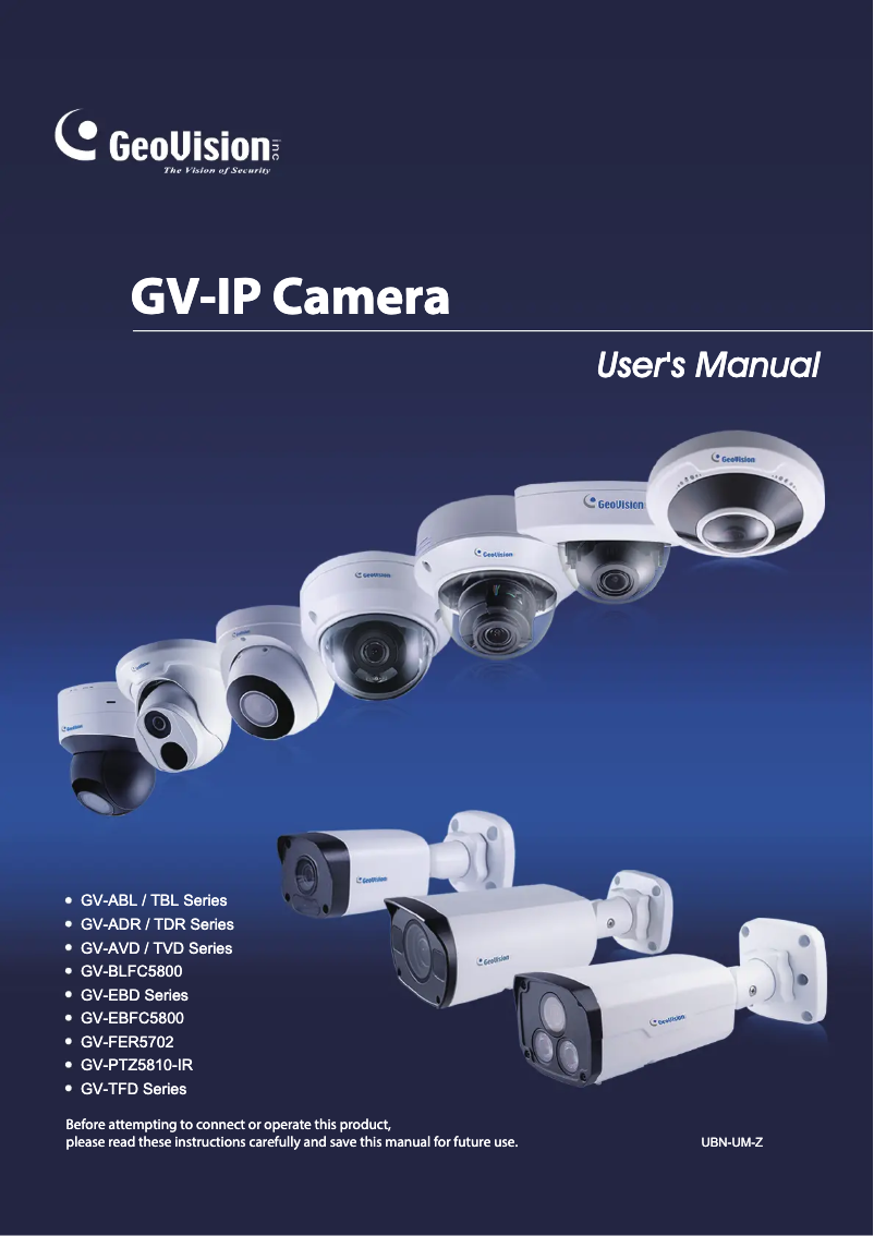 Page n°1 - Manuel utilisateur Geovision GV-TDR4703