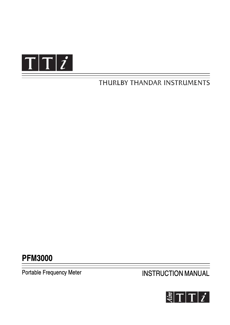 Page 1 de la notice Manuel utilisateur Aim TTi PFM3000