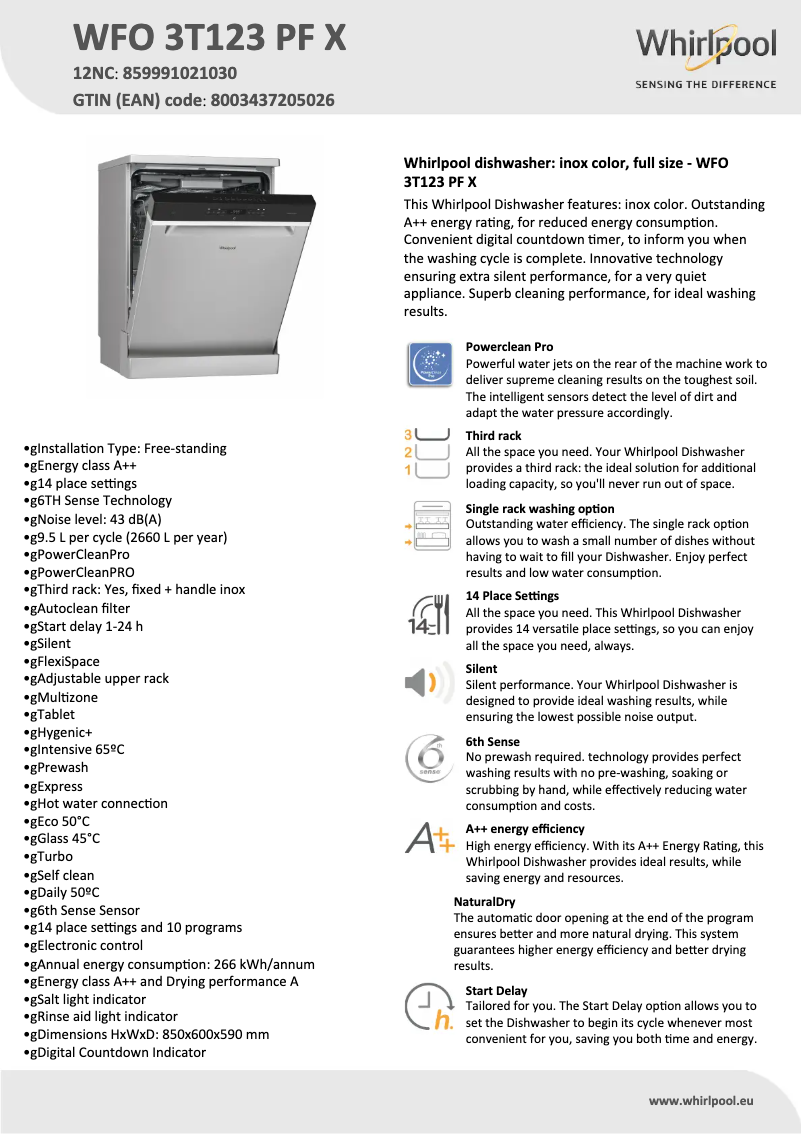 Image de la première page du manuel de l'appareil WFO 3T123 PF X