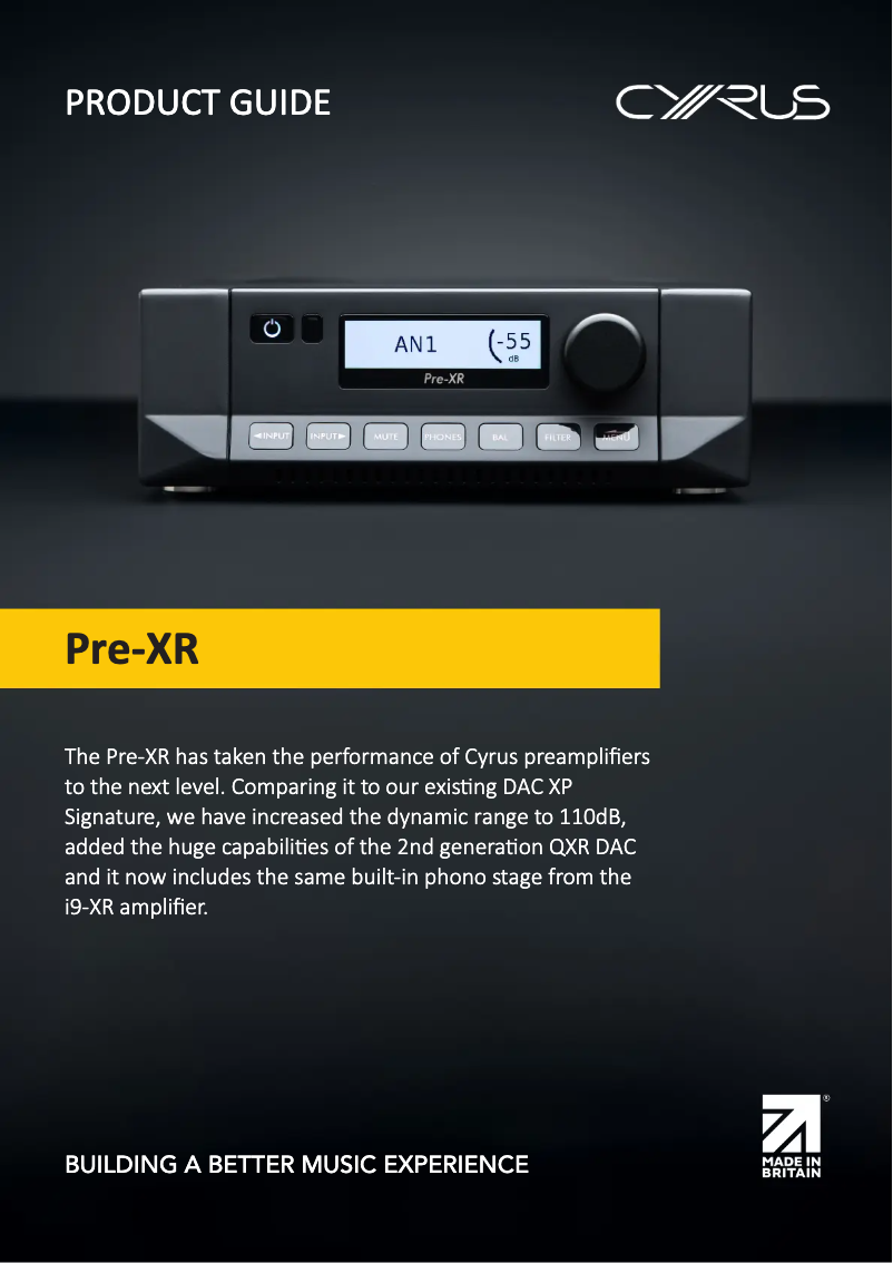 Page n°1 - Brochure Cyrus Pre-XR