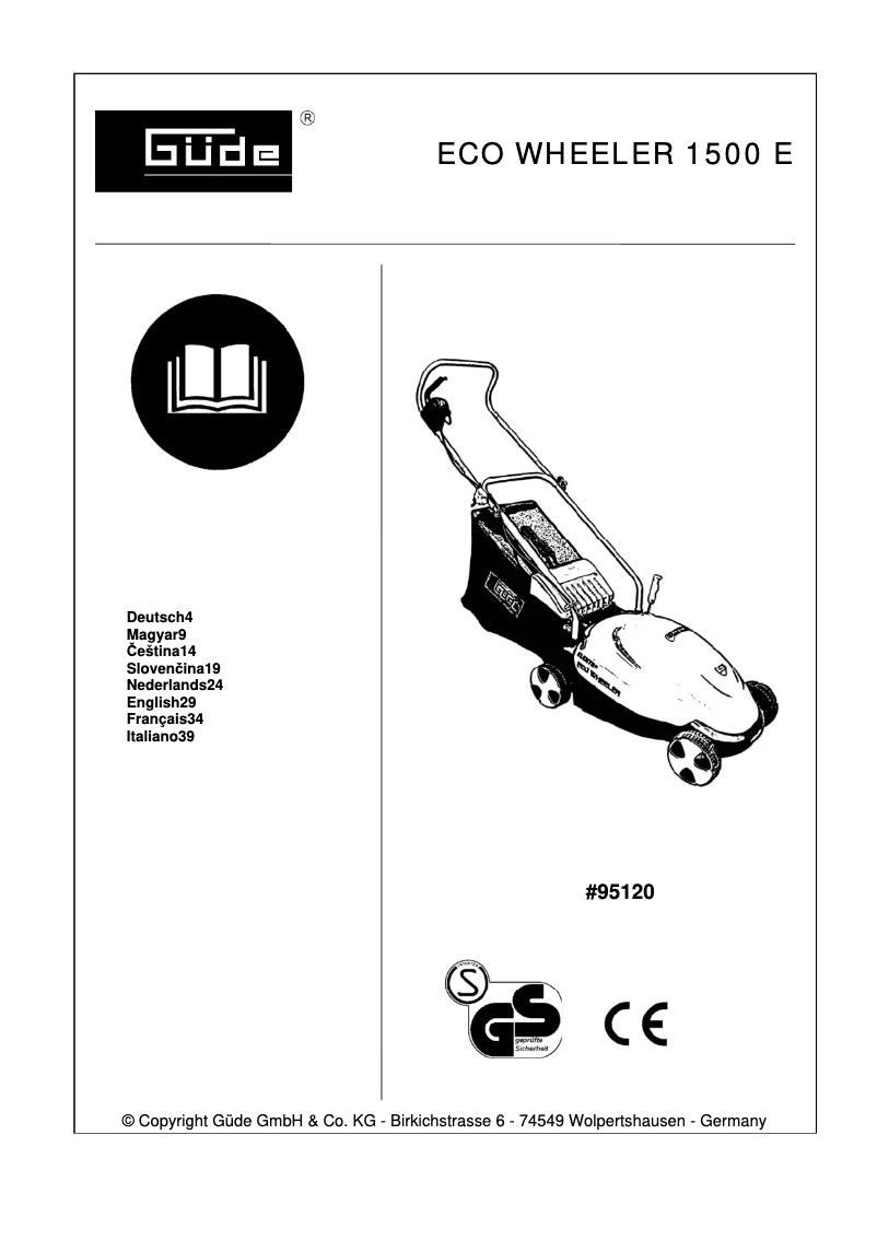 Page 1 de la notice Manuel utilisateur Güde Eco Wheeler 1500 E