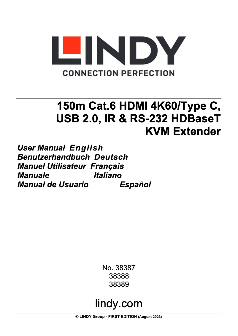 Page 1 de la notice Manuel utilisateur Lindy 38387