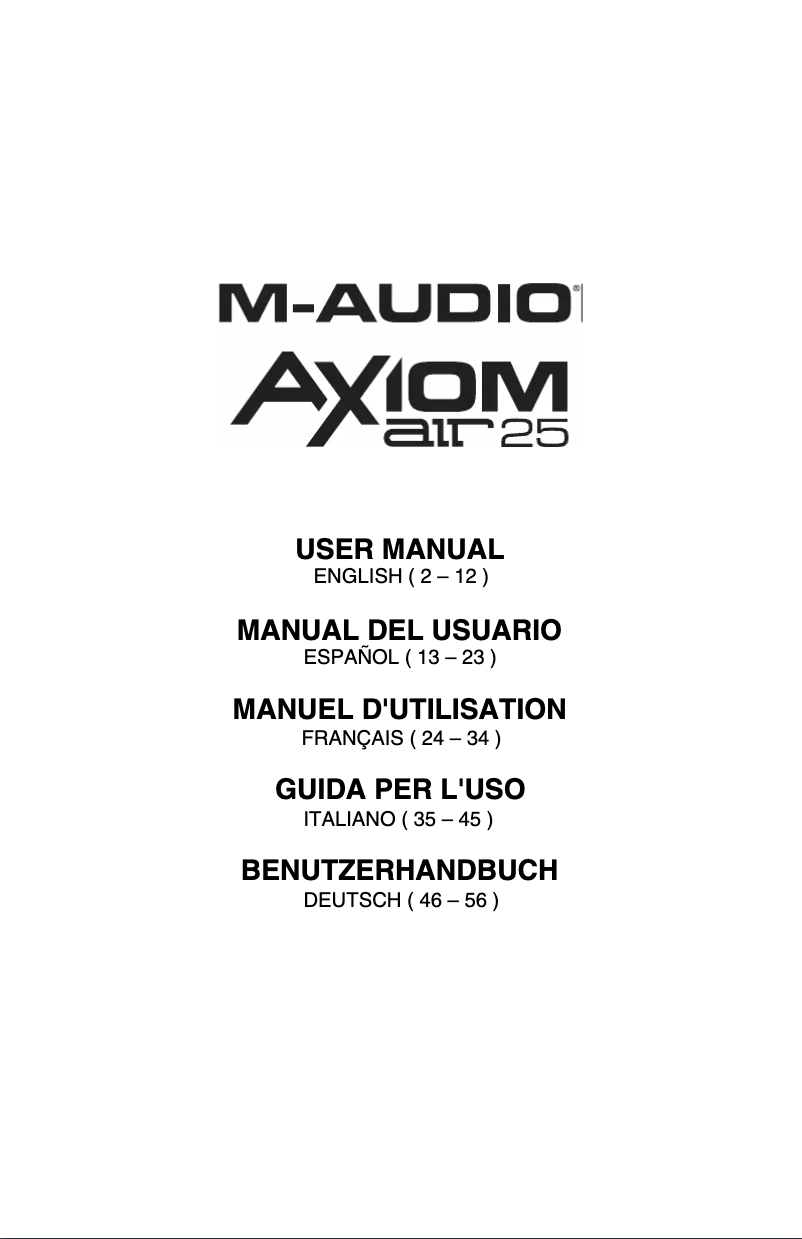 Page n°1 - Manuel utilisateur M-Audio Axiom AIR 25