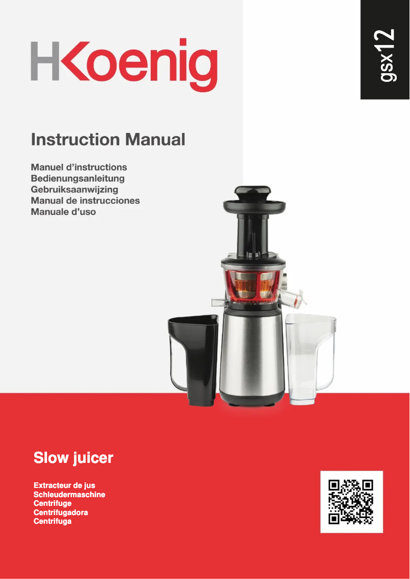 Page 1 de la notice Manuel utilisateur H.Koenig GSX12