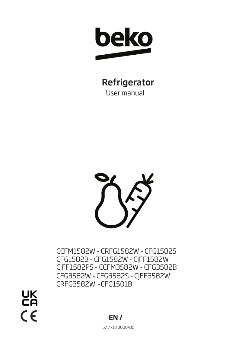 Page 1 de la notice Manuel utilisateur Beko CFG3582S