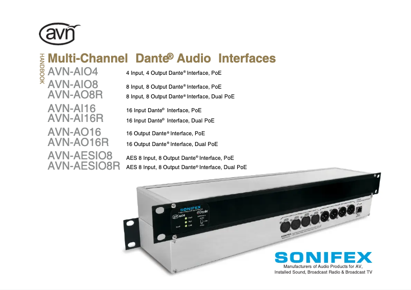 Page n°1 - Manuel utilisateur Sonifex AVN-AI08