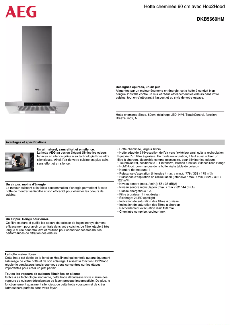 Page 1 de la notice Fiche technique AEG DKB5660HM