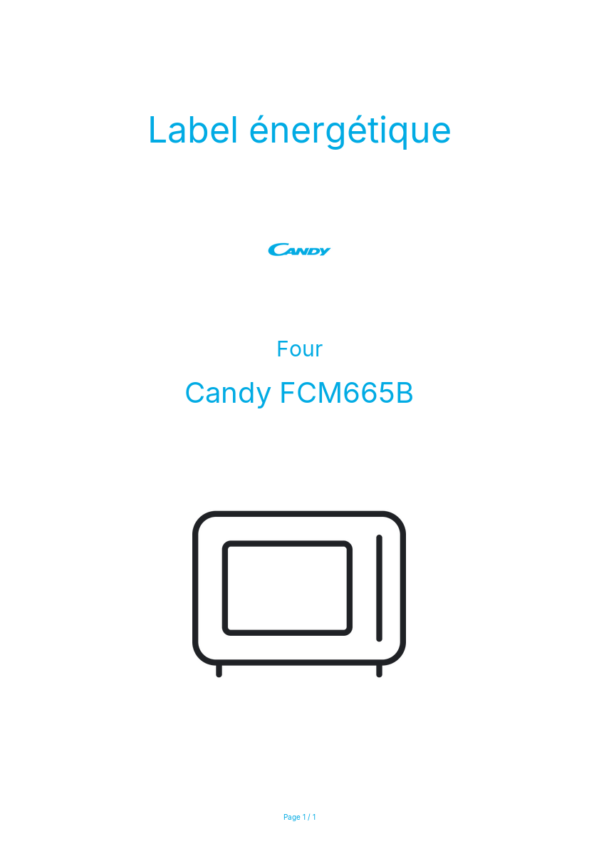 Page n°1 - Label énergétique Candy FCM665B