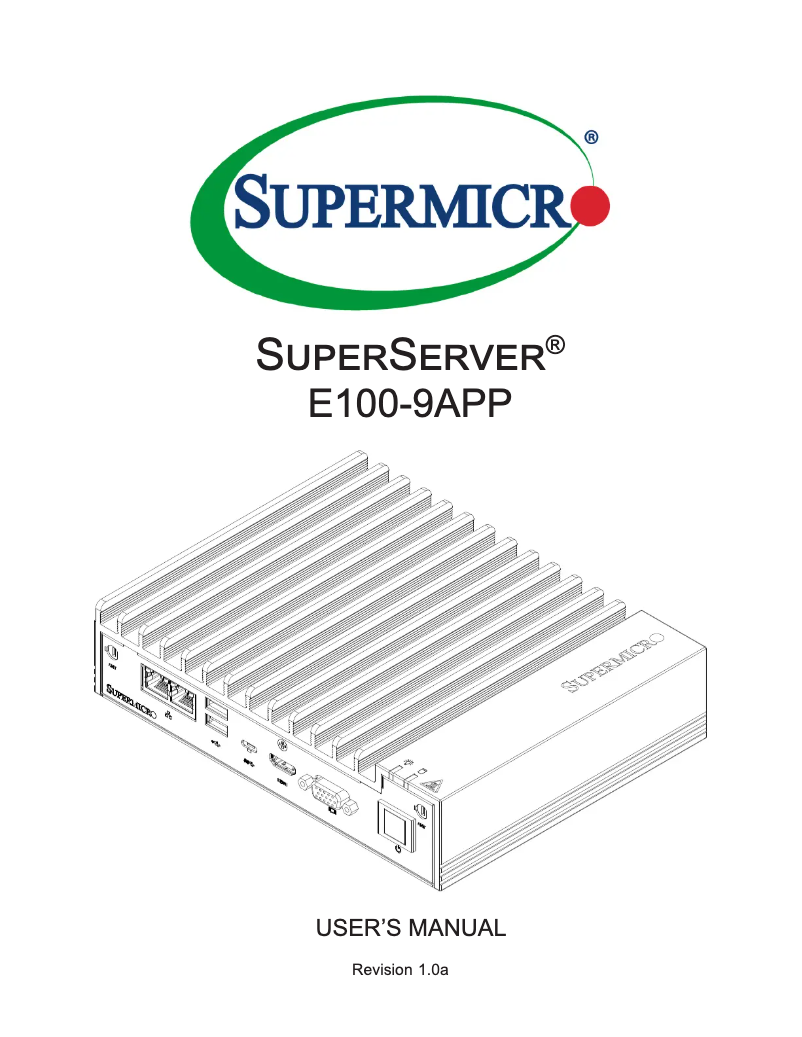 Page 1 de la notice Manuel utilisateur Supermicro SuperServer E100-9APP
