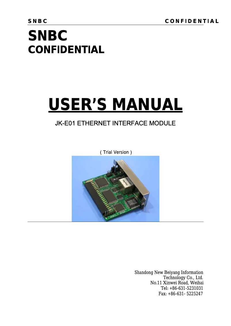 Page n°1 - Manuel utilisateur Orient Technologies Ethernet