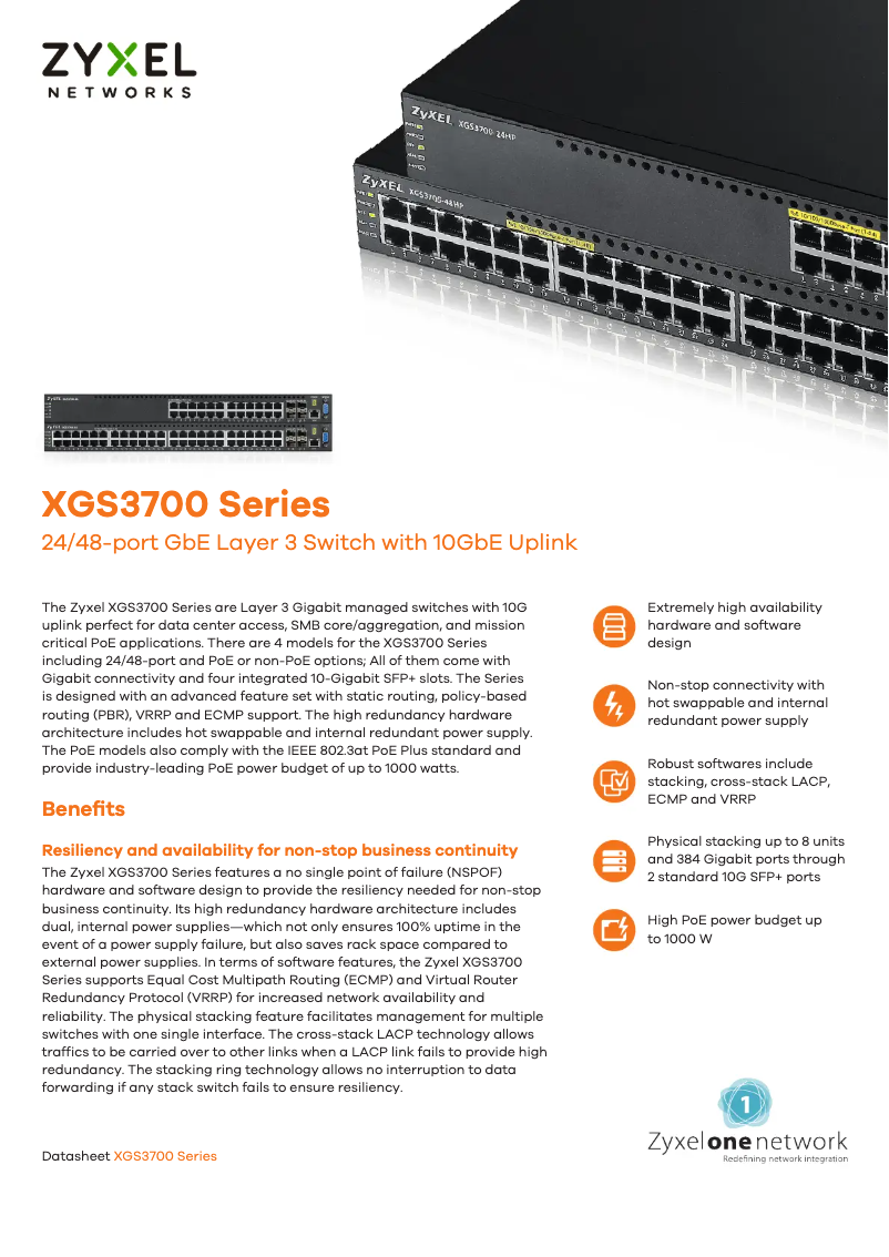 Image de la première page du manuel de l'appareil XGS3700-48HP