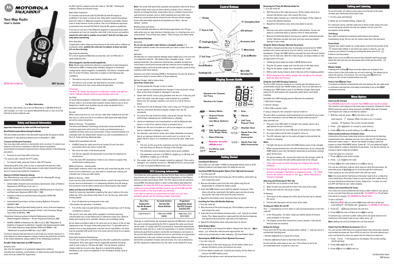 Page n°1 - Manuel utilisateur Motorola MR350RVP