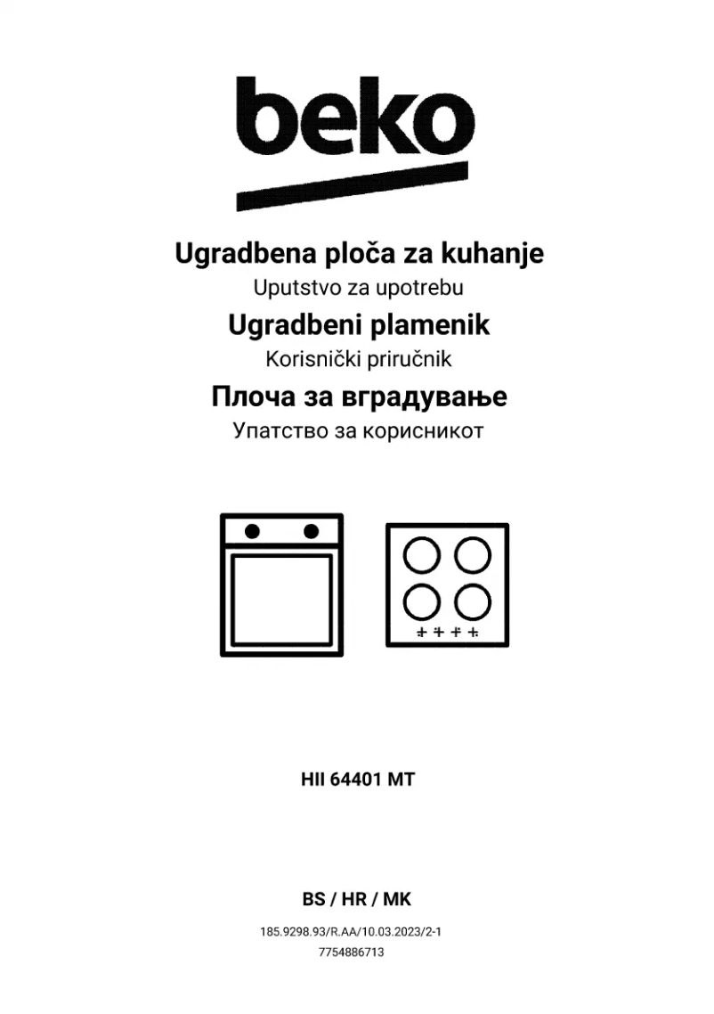 Page 1 de la notice Manuel utilisateur Beko BBSM13300XM