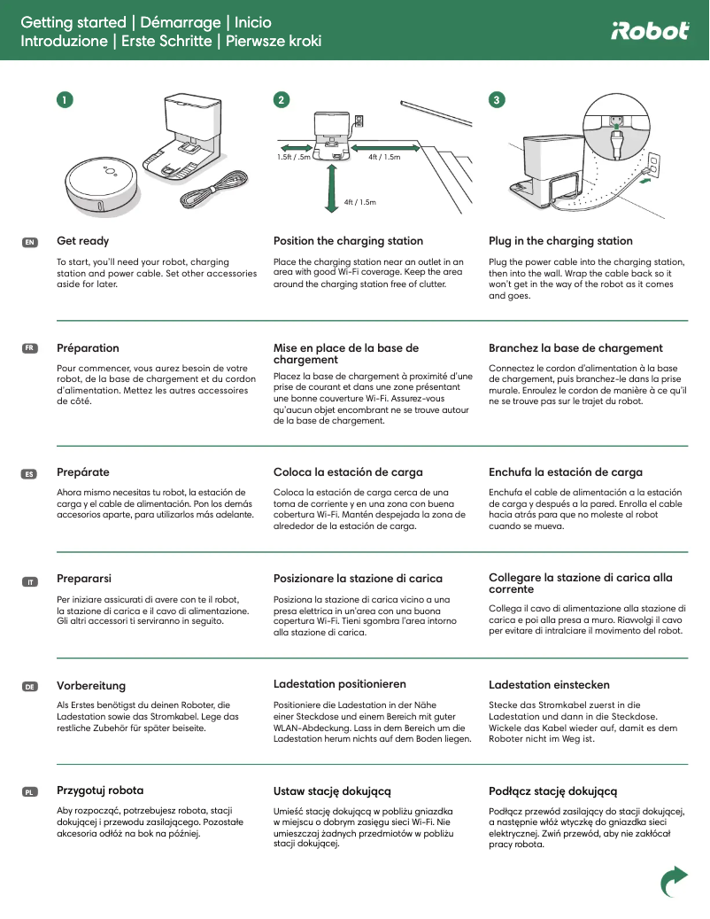 Page 1 de la notice Guide de démarrage rapide iRobot Roomba Combo I5+