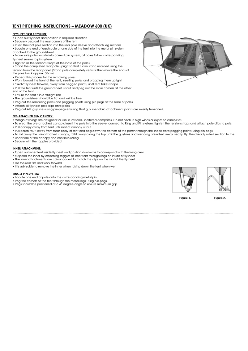 Page n°1 - Manuel utilisateur Vango Meadow V 600