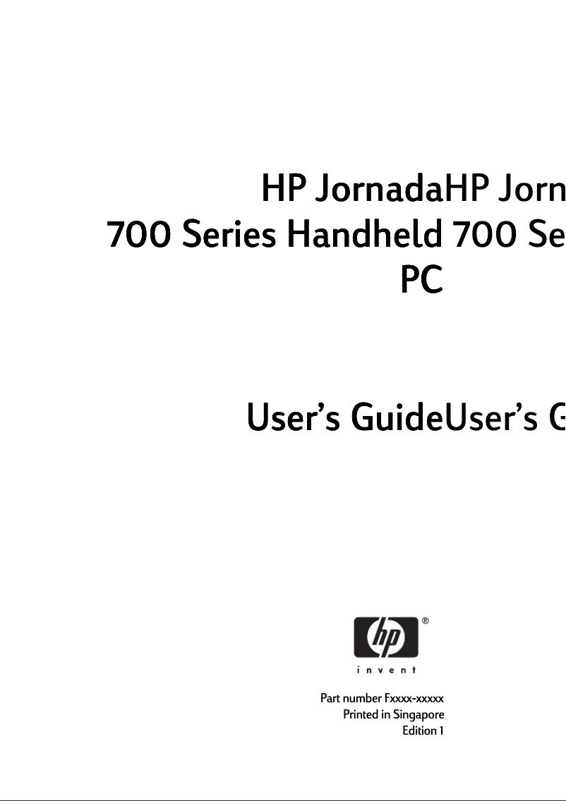 Page n°1 - Manuel utilisateur HP Jornada 720