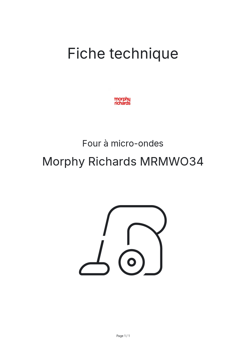 Page n°1 - Fiche technique Morphy Richards MRMWO34